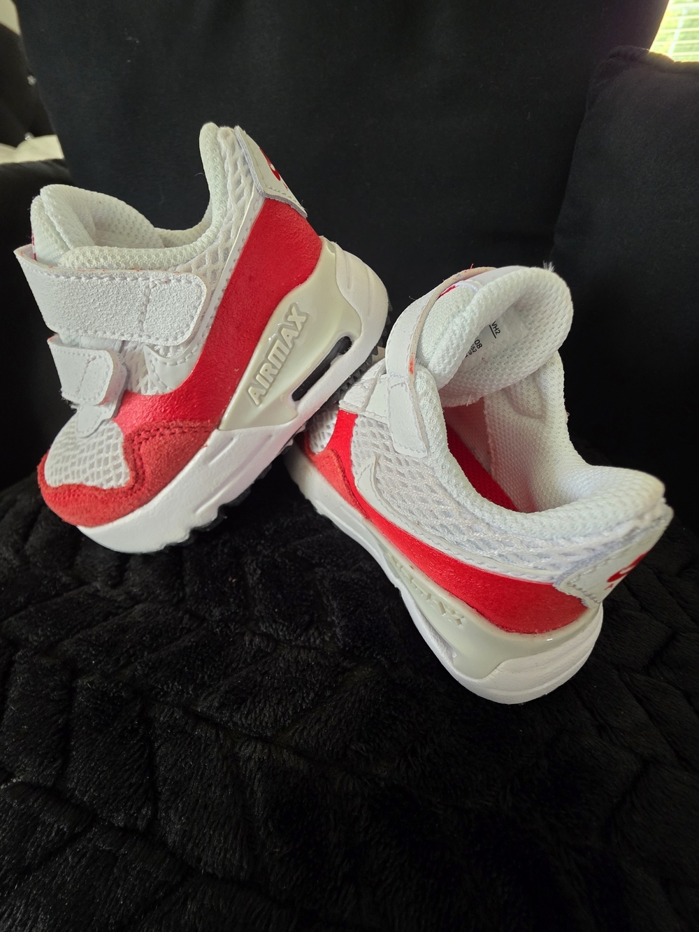 Kids White and Red Air Max Velcro Sneakers